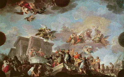 Christophe Colomb (1450-1506) offrant le Nouveau Monde aux Rois Catholiques, avant 1765
